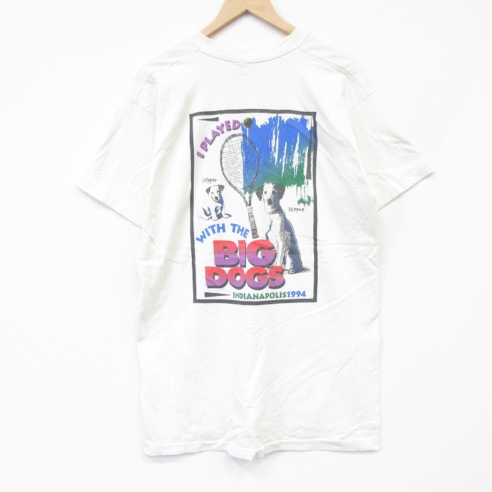 フルーツオブザルーム 90s 半袖Tシャツ 犬 ベージュ メンズL相当 | 古着