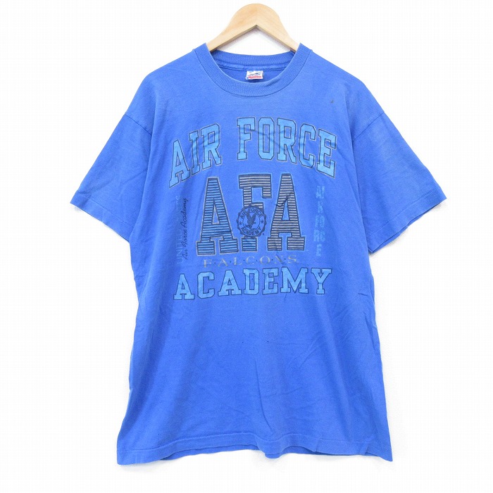 フルーツオブザルーム 90s 半袖Tシャツ ミリタリーエアフォース ブルー メンズXL相当 | 古着