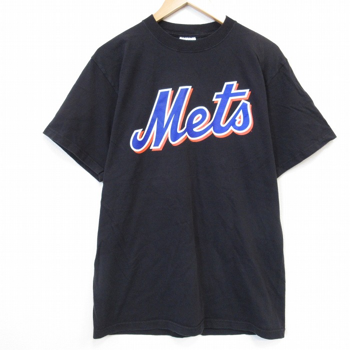 マジェスティック 00s 半袖Tシャツ ニューヨークメッツペドロマルティネスプリント ブラック メンズL相当 | 古着
