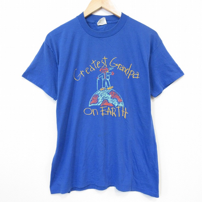 【20%OFF】80s 半袖Tシャツ 地球 ブルー メンズL相当 | 古着