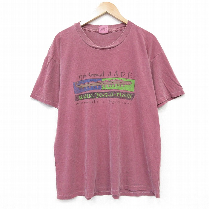 90s 半袖Tシャツ AADE バーガンディ メンズXL相当 | 古着
