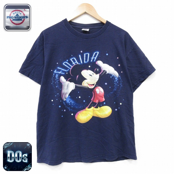 ディズニー 00s 半袖Tシャツ ミッキー ネイビー メンズL相当 | 古着