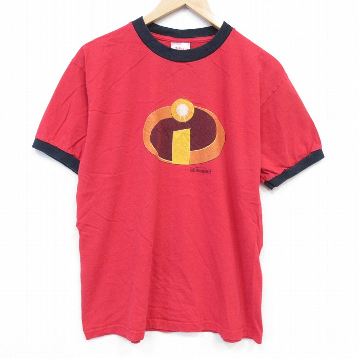 ディズニー 00s 半袖Tシャツ リンガー レッド メンズL相当 | 古着
