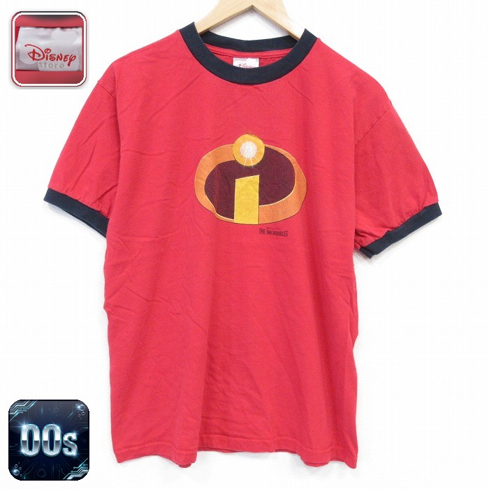 ディズニー 00s 半袖Tシャツ リンガー レッド メンズL相当 | 古着