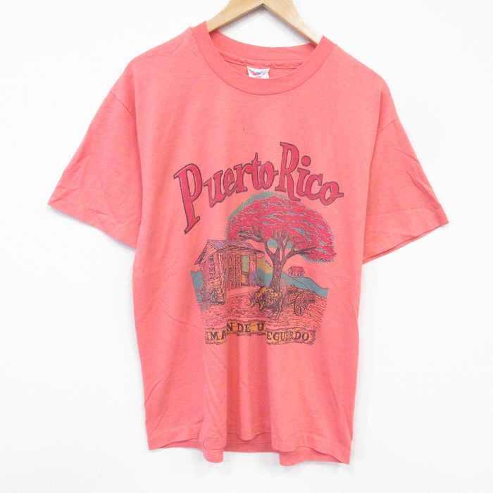 ヘインズ 90s 半袖Tシャツ プエルトリコ ピンク メンズL相当 | 古着