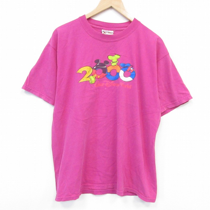 ディズニー 00s 半袖Tシャツ ミッキー ピンク メンズXL相当 | 古着