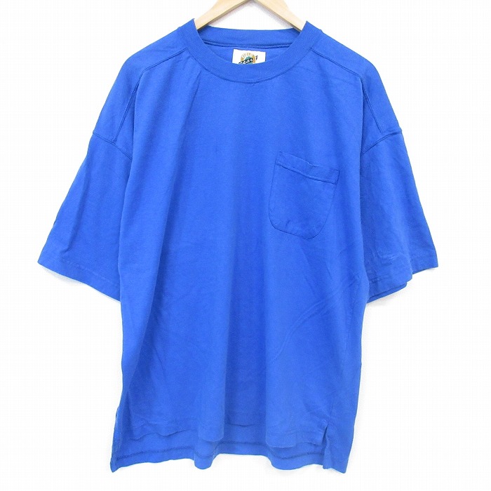 【20%OFF】00s 半袖Tシャツ 胸ポケット付き ブルー メンズXL相当 | 古着
