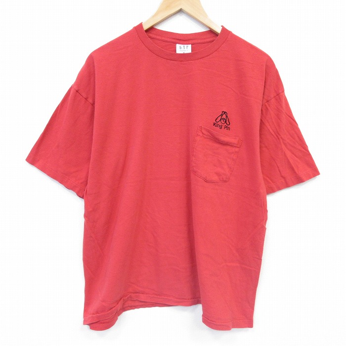 ギャップ 90s 半袖Tシャツ 胸ポケット付き レッド メンズXL相当 | 古着