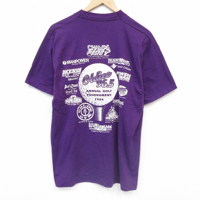 フルーツオブザルーム 90s 半袖Tシャツ ゴルフボール企業広告 パープル L | 古着