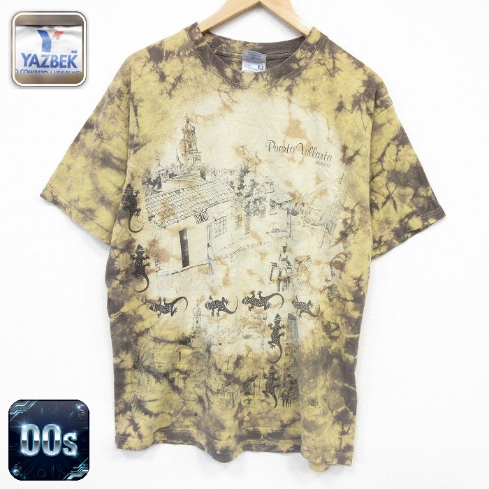 00s 半袖Tシャツ トカゲ ブラウンタイダイ メンズL相当 | 古着