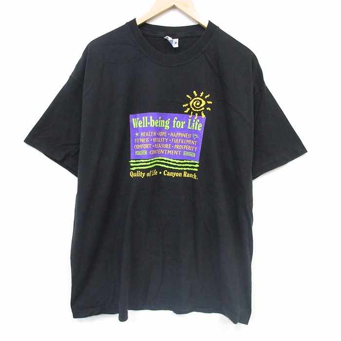 【20%OFF】ヘインズ 00s 半袖Tシャツ 太陽 ブラック メンズXL相当 | 古着