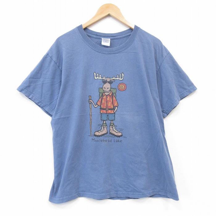 【20%OFF】00s 半袖Tシャツ シカ ネイビー メンズXL相当 | 古着