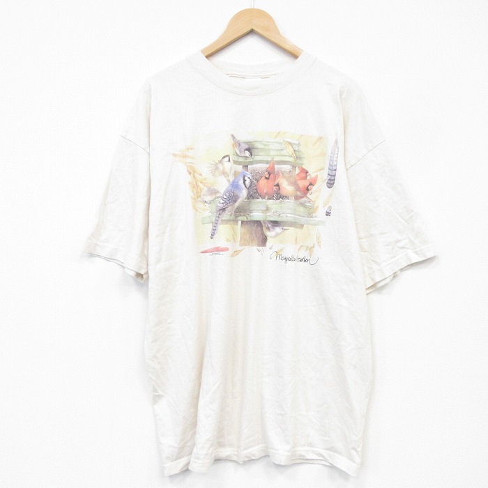 90s 半袖Tシャツ 鳥 ベージュ メンズXL相当 | 古着