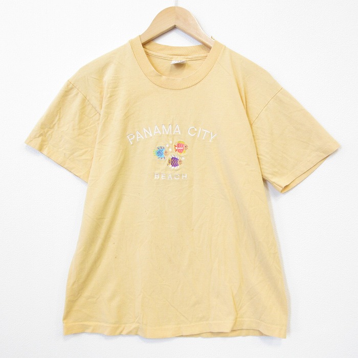 90s 半袖Tシャツ パナマ刺繍 イエロー メンズL相当 | 古着