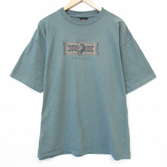 90s 半袖Tシャツ ココペリ ホピ族 カーキ メンズXL相当 | 古着