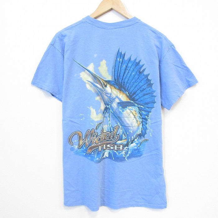 【20%OFF】00s 半袖Tシャツ 魚 ライトブルー メンズL相当 | 古着