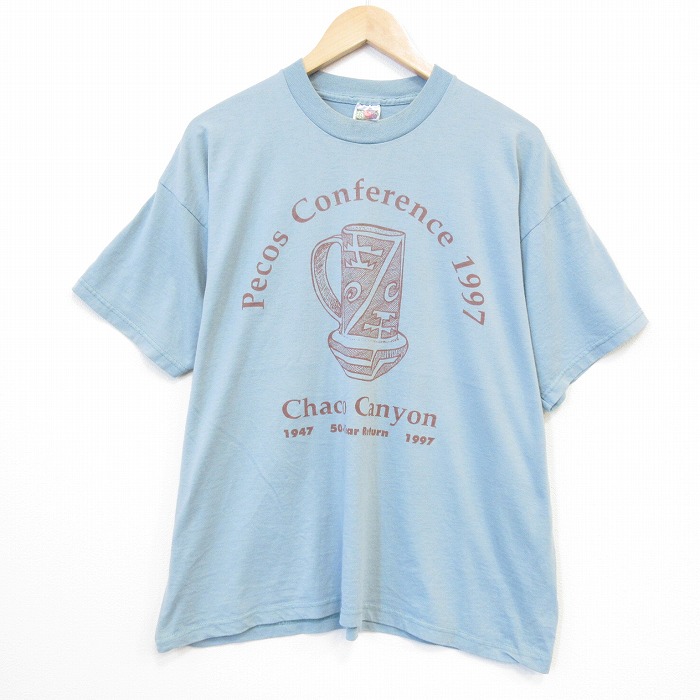 フルーツオブザルーム 90s 半袖Tシャツ チャコキャニオン ライトブルー メンズXL相当 | 古着