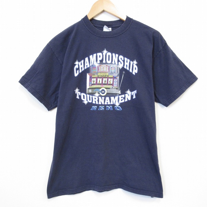 【20%OFF】00s 半袖Tシャツ スロット ネイビー メンズL相当 | 古着