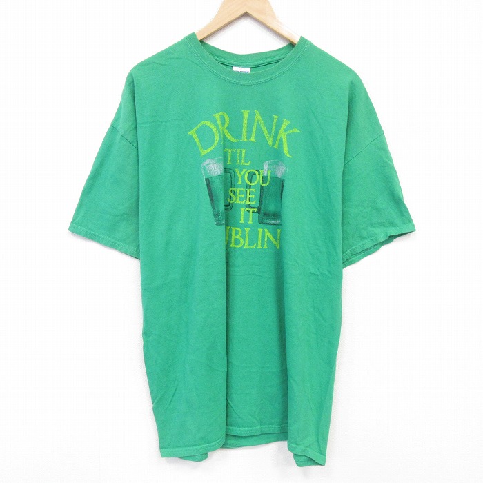 00s 半袖Tシャツ ドリンク グリーン メンズXL相当 | 古着