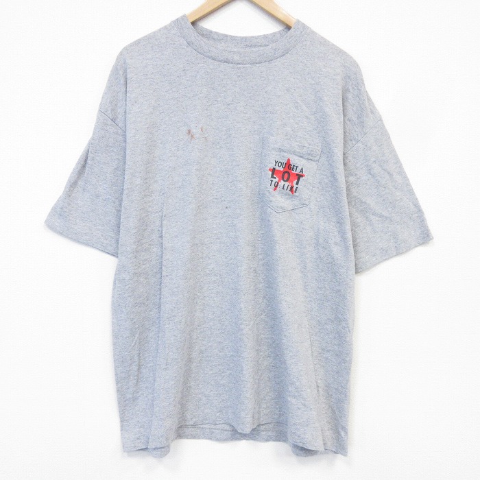 XL★古着 半袖 ビンテージ Tシャツ メンズ 80年代 80s マルボロ 胸ポケット付き クルーネック USA製 グレー 霜降り【spe】 26jun10