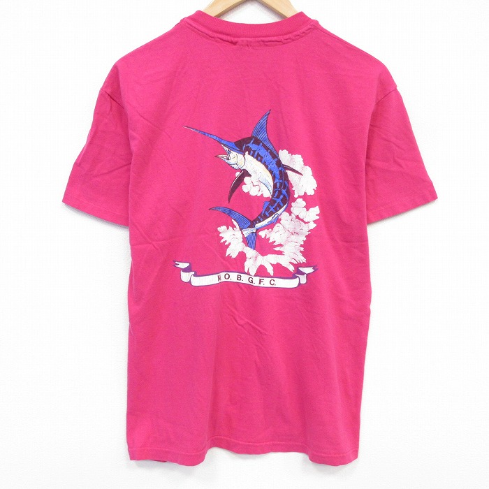 ヘインズ 90s 半袖Tシャツ 魚 ピンク メンズM相当 | 古着