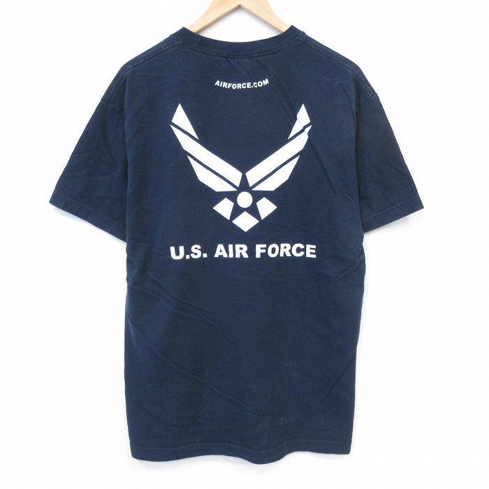 L★古着 半袖 ビンテージ Tシャツ メンズ 00年代 00s ミリタリー USエアフォース コットン クルーネック ネイビー 26jun10