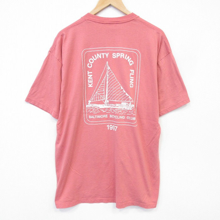ジャージーズ 90s 半袖Tシャツ 船 ピンク メンズXL相当 | 古着