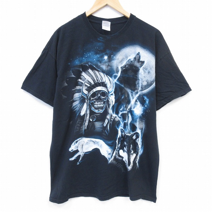 【20％OFF】00s 半袖Tシャツ スカルオオカミ ブラック メンズXL相当 | 古着