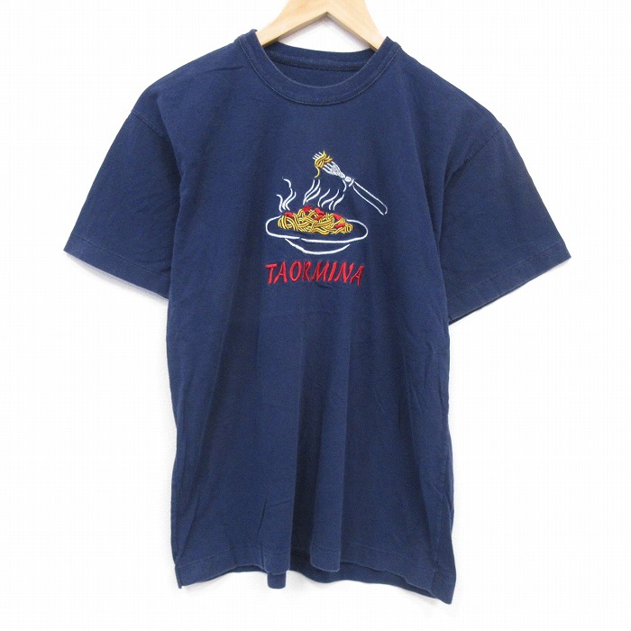 【20%OFF】00s 半袖Tシャツ タオルミーナ刺繍 ネイビー メンズM相当 | 古着