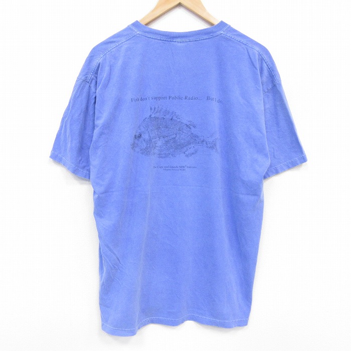00s 半袖Tシャツ 魚 ブルー メンズXL相当 | 古着