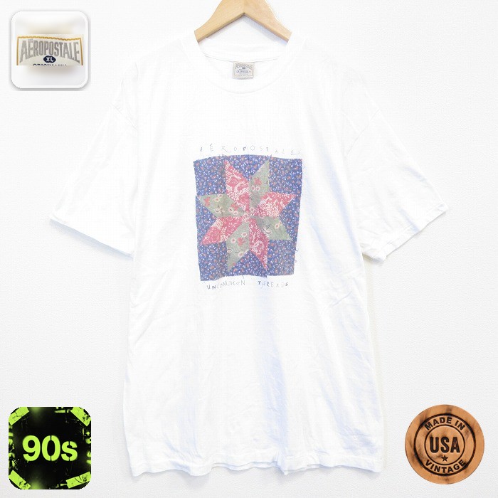 エアロポステール 90s 半袖Tシャツ ホワイト メンズXL相当 | 古着