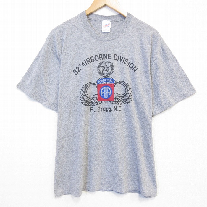 90s 半袖Tシャツ ミリタリーパラシュート部隊エアボーン グレー メンズXL相当 | 古着