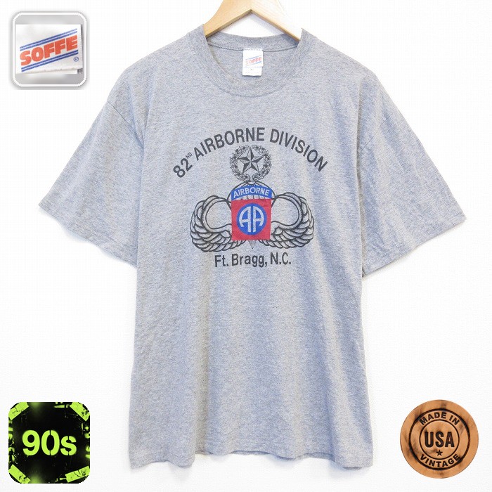 【20%OFF】90s 半袖Tシャツ ミリタリーパラシュート部隊エアボーン グレー メンズXL相当 | 古着