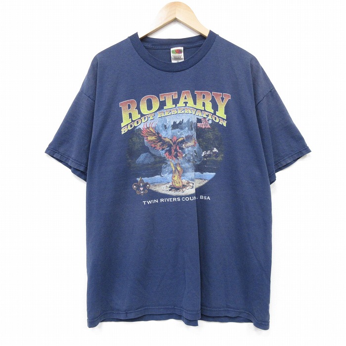 【20%OFF】フルーツオブザルーム 00s 半袖Tシャツ ボーイスカウト ネイビー メンズXL相当 | 古着