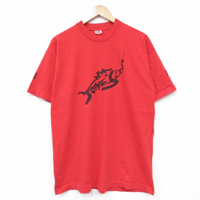 フルーツオブザルーム 90s 半袖Tシャツ 魚 レッド メンズXL相当 | 古着