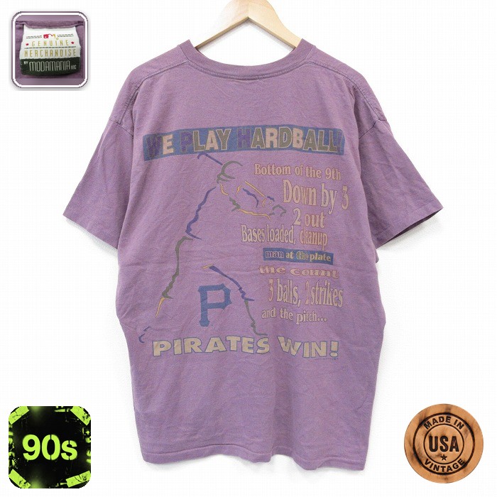 ピッツバーグパイレーツ 90s 半袖Tシャツ MLBロゴ パープル メンズXL相当 | 古着