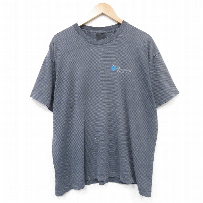 90s 半袖Tシャツ EMIボーダー ブラック メンズXL相当 | 古着