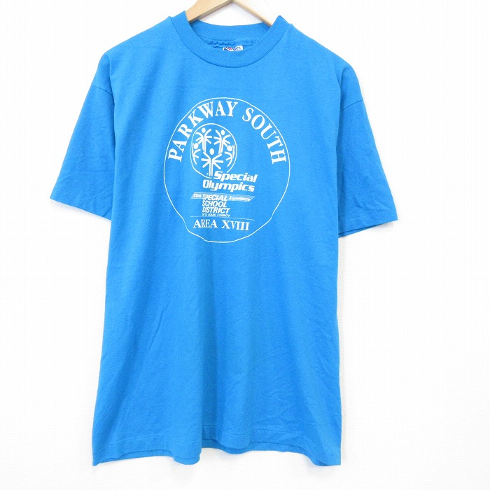 【20%OFF】ヘインズ 80s 半袖Tシャツ PARKWAY ブルー メンズXL相当 | 古着