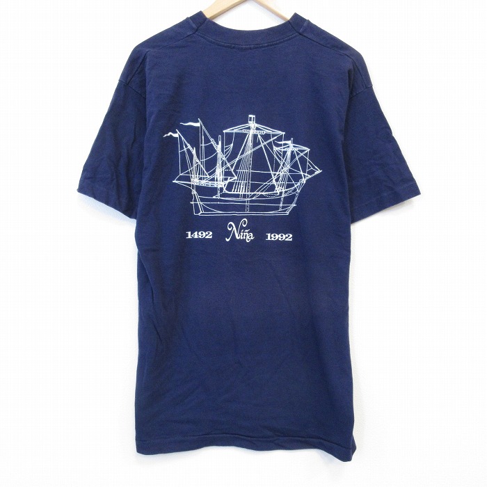 90s 半袖Tシャツ 船 ネイビー メンズL相当 | 古着