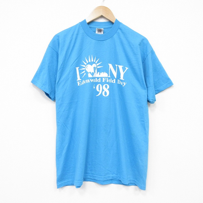 フルーツオブザルーム 90s 半袖Tシャツ NY ライトブルー メンズXL相当 | 古着