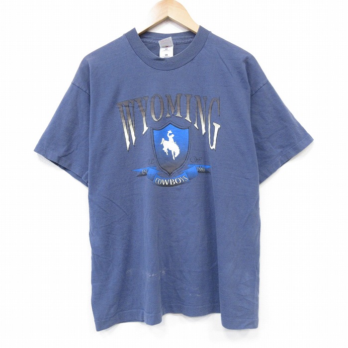 フルーツオブザルーム 90s 半袖Tシャツ カウボーイ ネイビー メンズXL相当 | 古着