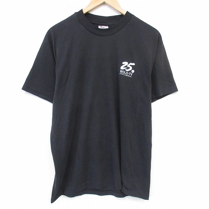 ヘインズ 90s 半袖Tシャツ abcTV局 ブラック メンズL相当 | 古着