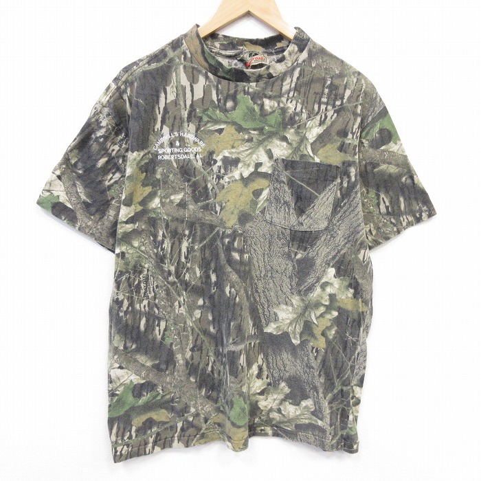 半袖Tシャツ 胸ポケット付き ブラウン迷彩 メンズXL相当 | 古着