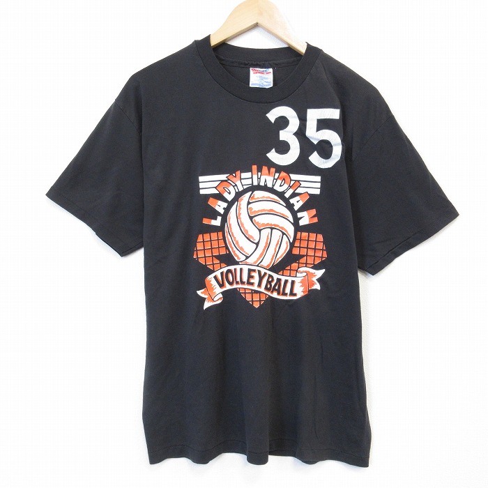 ヘインズ 90s 半袖Tシャツ バレーボール ブラック メンズL相当 | 古着