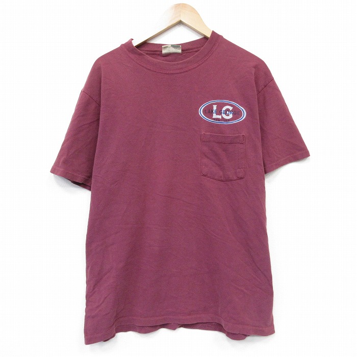 Wear Guerd 90s 半袖Tシャツ 胸ポケット付き バーガンディ メンズL相当 | 古着