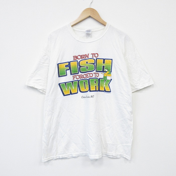 【20%OFF】半袖Tシャツ フィッシュ ホワイト メンズXL相当 | 古着