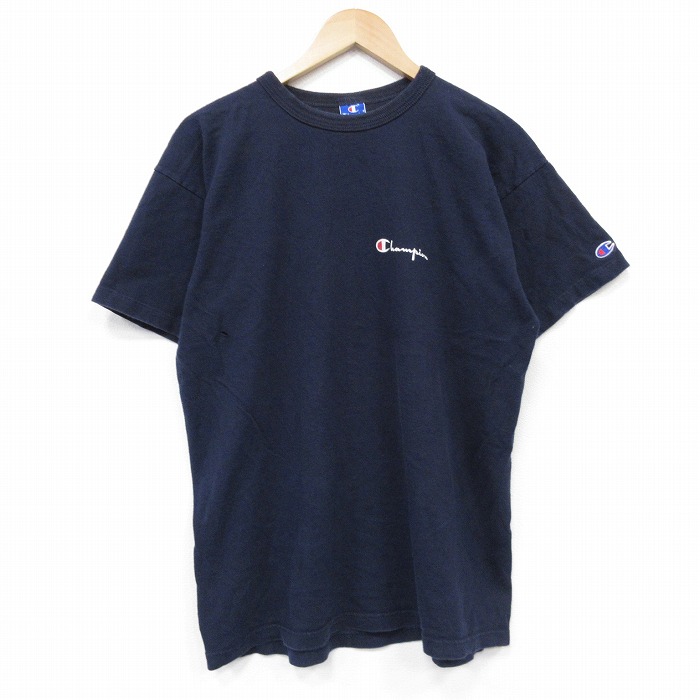 チャンピオン 90s 半袖Tシャツ ワンポイントロゴ ネイビー メンズL相当 | 古着