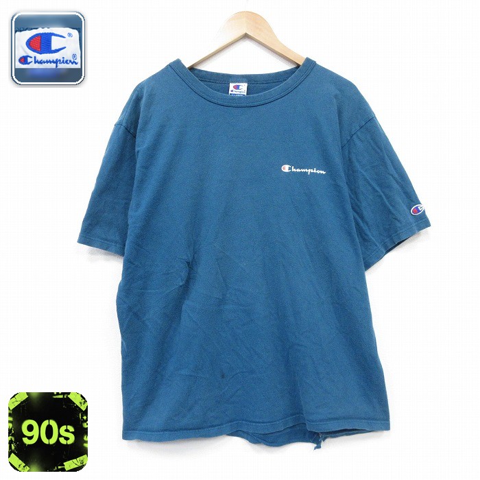 チャンピオン 90s 半袖Tシャツ ワンポイントロゴ グリーン メンズL相当 | 古着