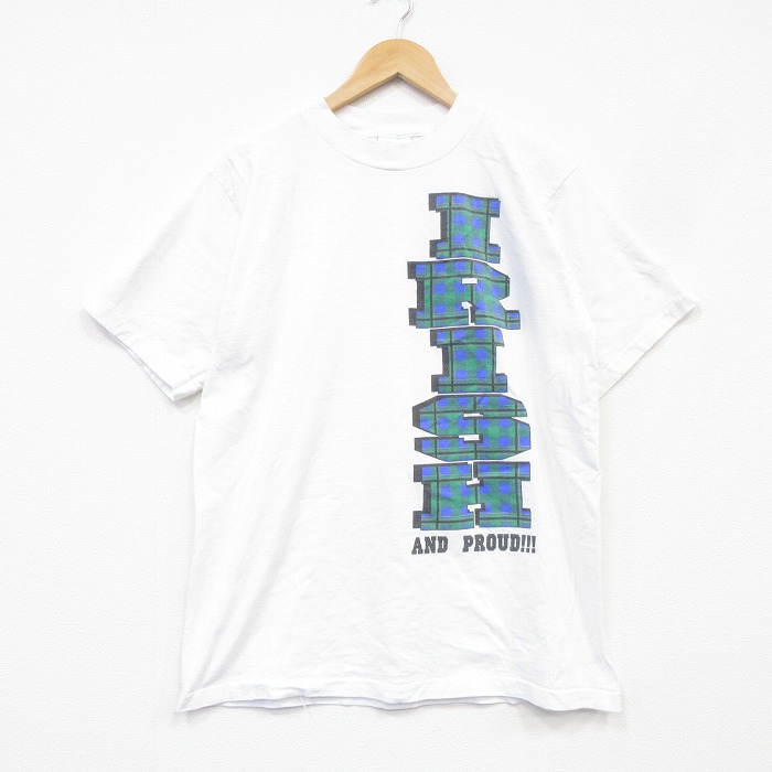 90s 半袖Tシャツ アイリッシュ ホワイト メンズL相当 | 古着