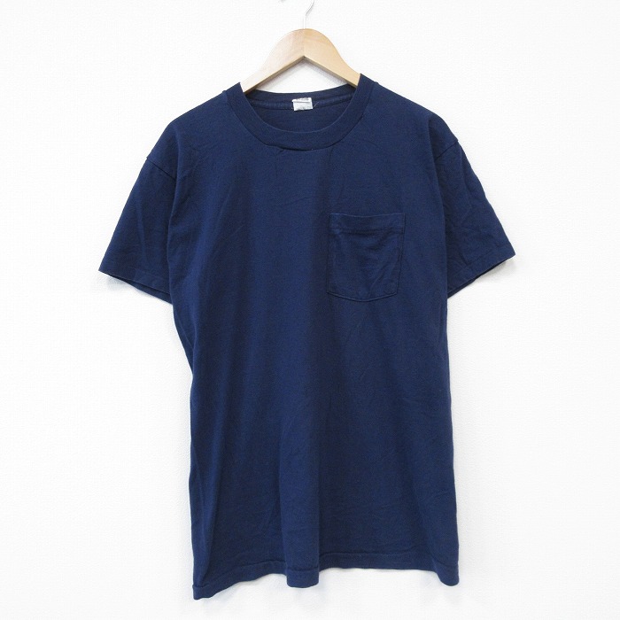 フルーツオブザルーム 90s 半袖Tシャツ 胸ポケット付き ネイビー メンズL相当 | 古着